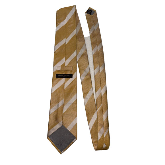 BANANA REPUBLIC Yellow Stripe men's tie 100% Silk Easter/Church/Preppy - Picture 2 of 3